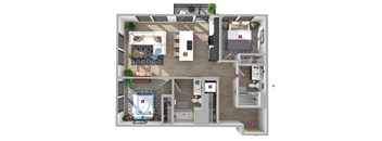 Center Steps Apartments 2x2-1 Floor Plan