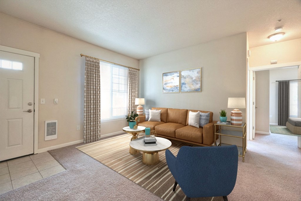 Creekview Crossing Apartments staged two-bedroom living room