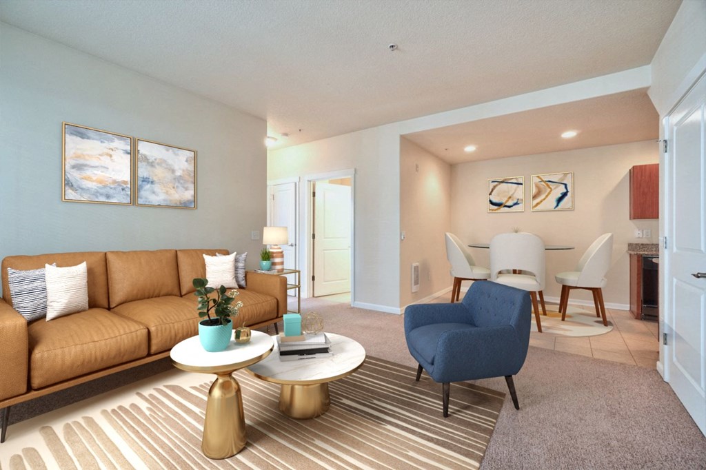 Creekview Crossing Apartments staged two-bedroom living room