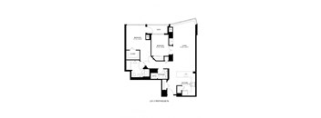 A black and white floor plan of a 2x1.5 penthouse.