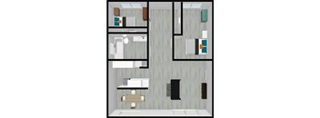 Somerset Meadows Two Bedroom One Bathroom Floor Plan