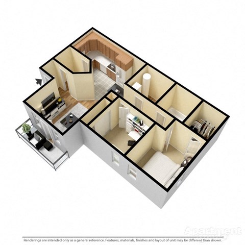 Aspen Villas Apartments 2 Bedroom Floor Plan