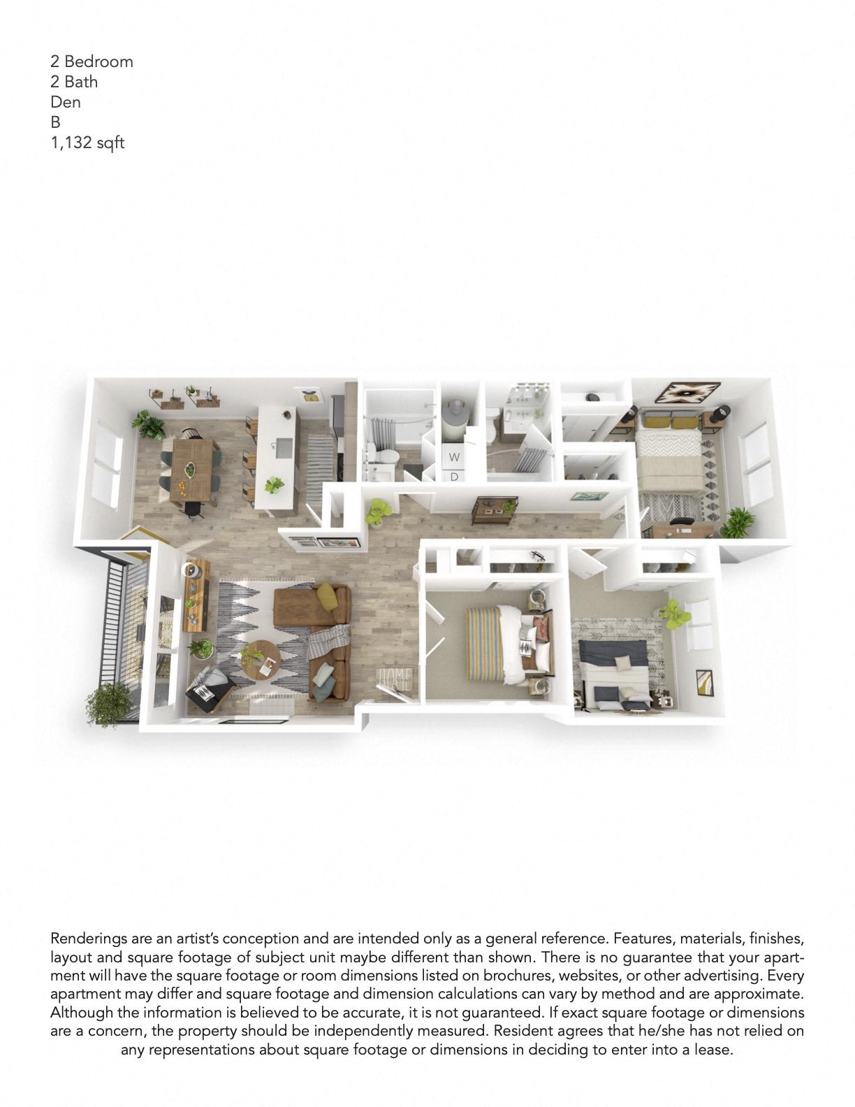 Echo Mountain Apartments 2 Bedroom 2 Bathroom Floor Plan