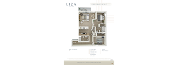 Liza Apartment 3D floor plan - 2x2 987 sqft