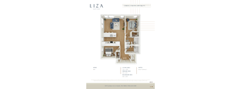 Liza Apartment 3D floor plan - 2x2 895 sqft