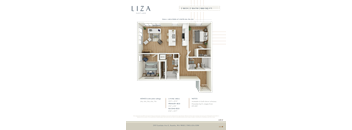 Liza Apartment 3D floor plan - 2x2 880 sqft