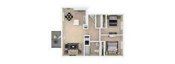 The Acres 2 Bed 1 Bath Floor Plan