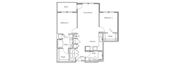 The Vaughn 2D Floor Plan - 2x2 A