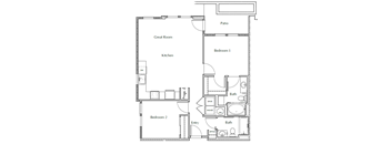 The Vaughn 2D Floor Plan - 2x2 B