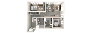 Tilian 2x2 D 3D Floor Plan