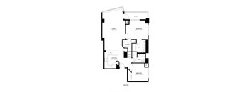 A black and white image of a floor plan for a 22 D apartment.
