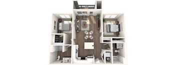 Solis at Petrosa 2 bed 2 bath 3D floor plan
