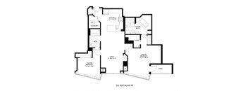 A black and white image of a 2x2 penthouse floor plan.