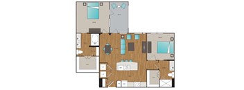 Main Street Flats 2x2 C Floor Plan