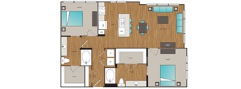 Main Street Flats 2x2 E Floor Plan