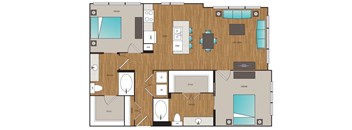 Main Street Flats 2x2 G Floor Plan