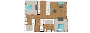 Main Street Flats 2x2 H Floor Plan