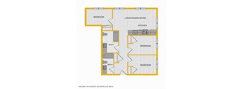 The Rise on Madison Apartments 2D Floorplan - 3 bed 2 bath C 50