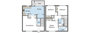 Steeple Chase Apartments 3x2.5 Floor Plan