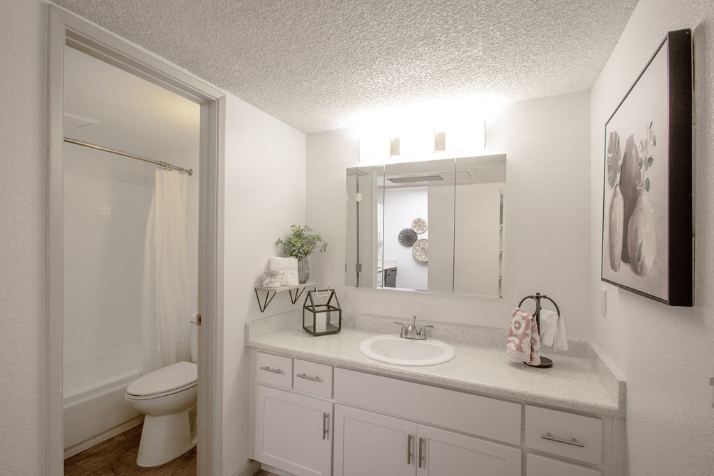 A bathroom with a white toilet and a white sink.