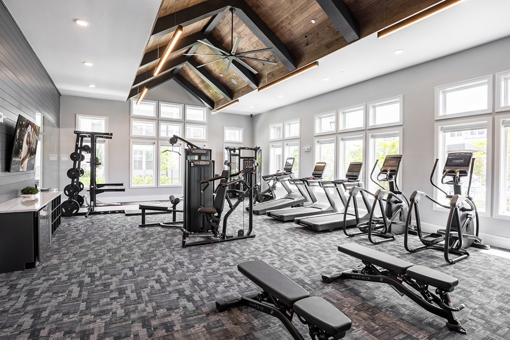 the gym at the enclave at woodbridge apartments in sugar land, tx