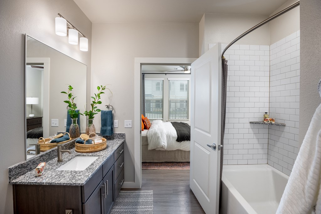 bathroom in a bedroom plus den unit at the central apartments near downtown minneapolis mn 55