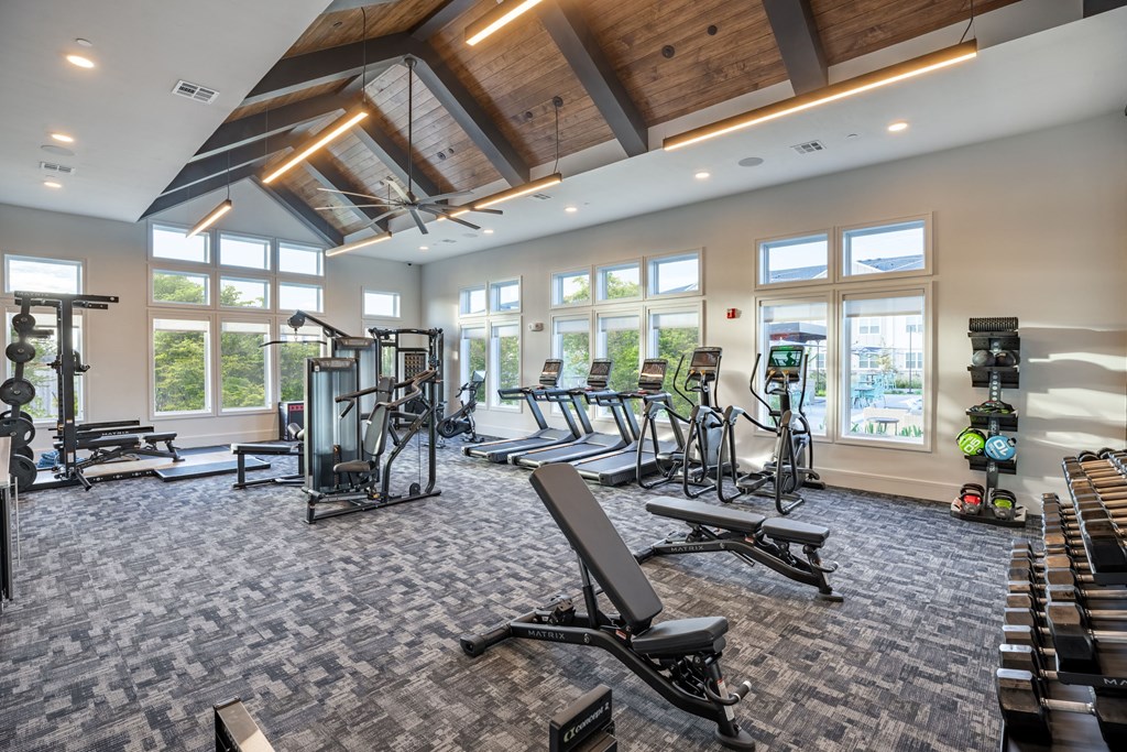 Fitness center with treadmills and other exercise equipment