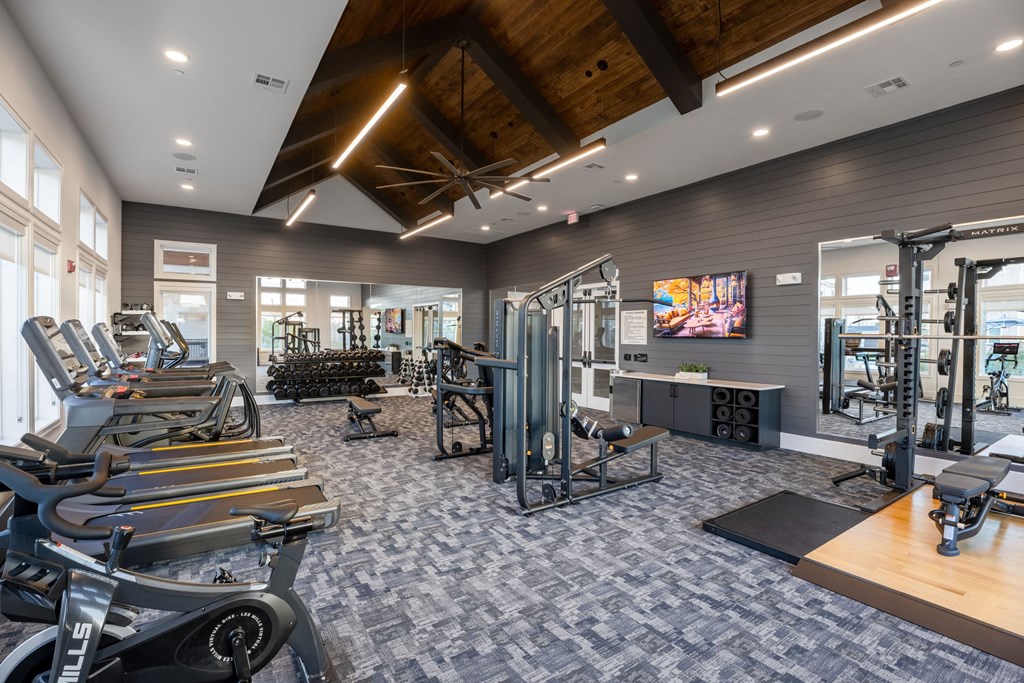 Fitness center with treadmills and other exercise equipment