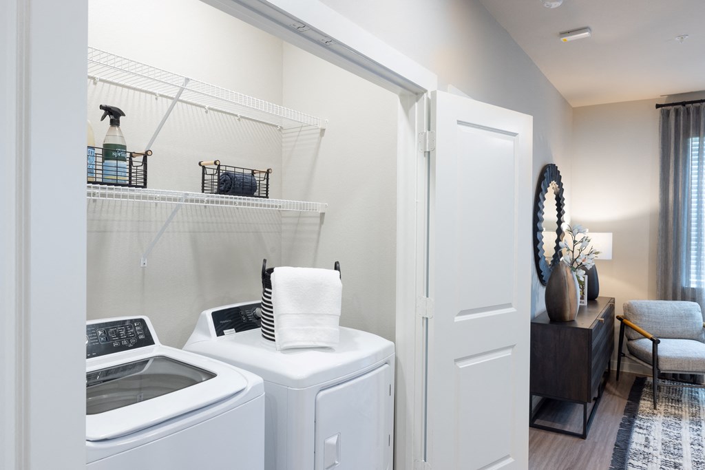 a washer and dryer in a laundry room