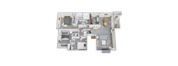 A 3D floor plan of a house showing the layout of the rooms.