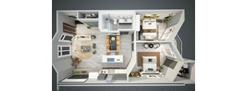 Satori Apartments 2x1 3D Floor Plan