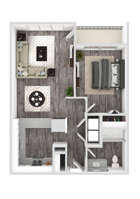 Lafayette Place Apartments 1x1 A Floor Plan 3D