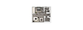 Lafayette Place Apartments 1x1 B Floor Plan 3D