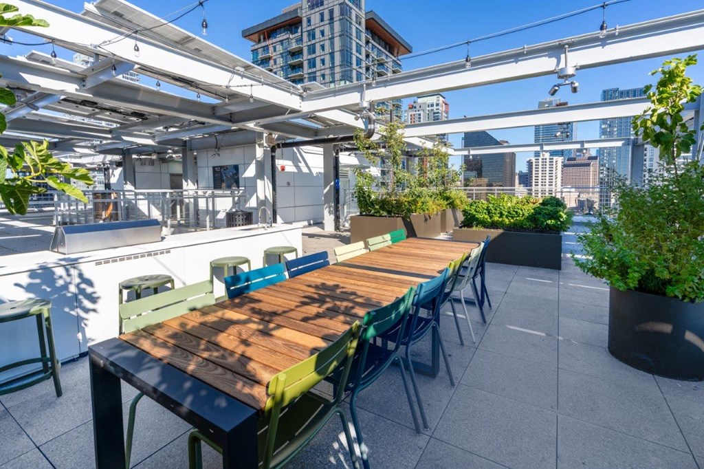3ZERO3 New Apartments in Seattle, Washington Rooftop Patio with BBQ and Seating