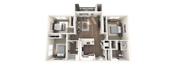 Solis at Petrosa 3 bed 2 bath 3D floor plan