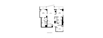 A black and white floor plan of a 3x2 penthouse.