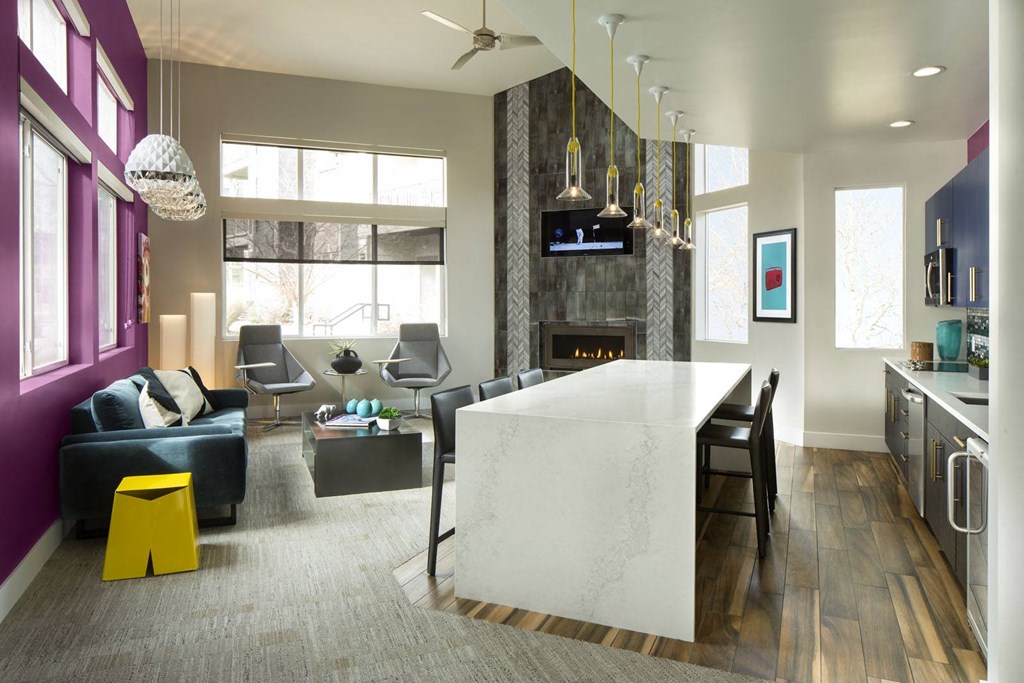 a rendering of a kitchen and living room