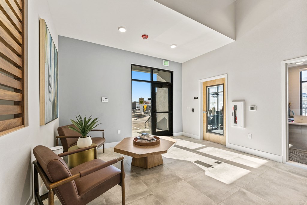 a living room with a couch and a coffee table