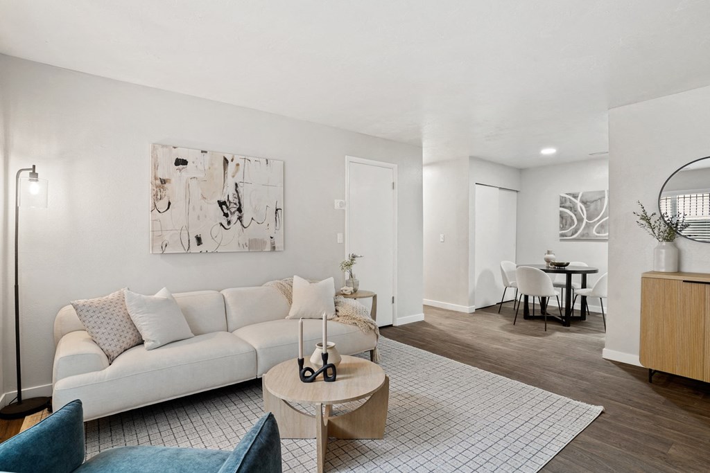 The Grove Apartments Living room area with dining area