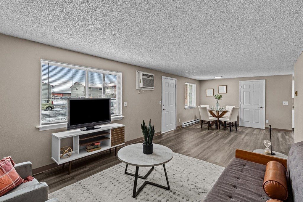 Paxton Apartments Model Living Room and Dining Room