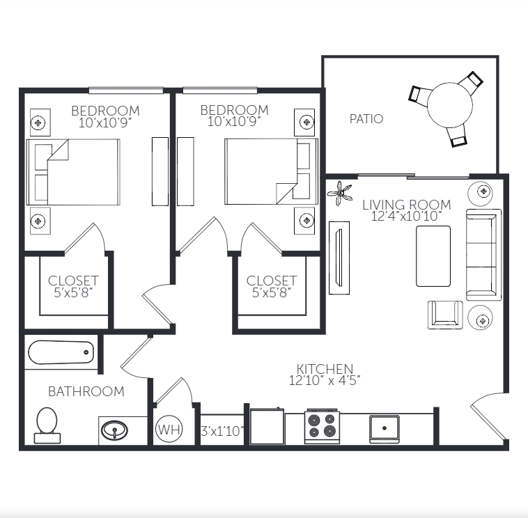 Claxter Crossing 2x1 black and white 2D floor plan