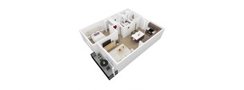 7th West at Midtown Apartments 1x1 Floor Plan