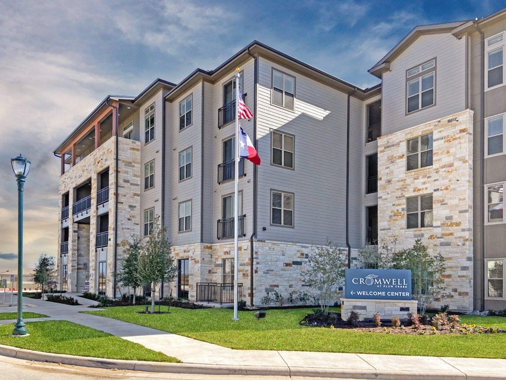 Cromwell at Plum Creek Apartments Building Exterior and Monument Sign