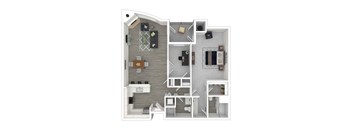 9 Ten North 1 Bed 1.5 Bath C Floor Plan