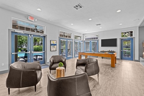 Crosspointe Apartments Clubhouse with Shuffleboard