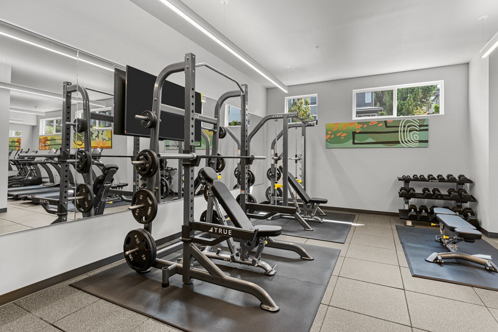 the gym at the flats at obsidian