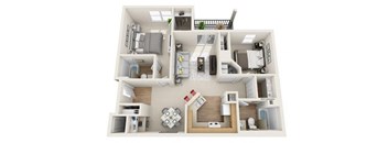 Quail Village Apartments 2 Bed 2 Bath Floor Plan