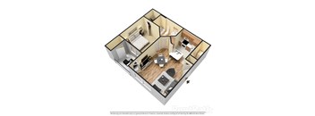 Villas at Meadow Springs 1x1 A 3D Floor Plan