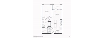 A black and white image of a floor plan for A1 1 bed 1 bath