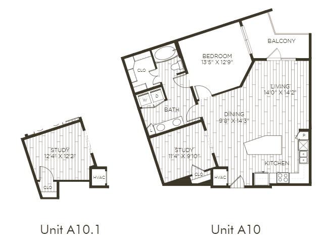 Aura Old Town A10.1 One Bedroom One Bathroom Floor Plan